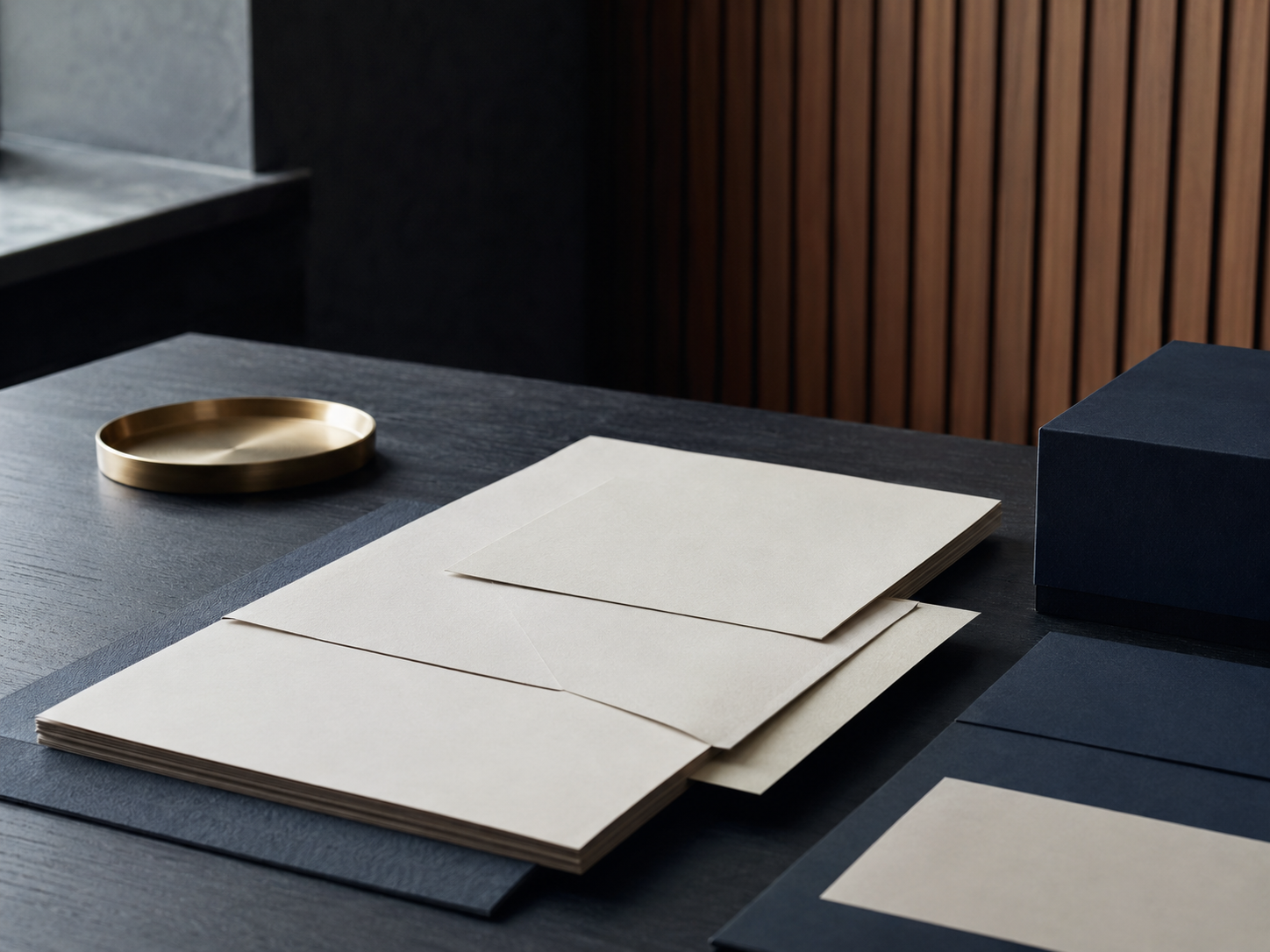 Documentos sobre uma mesa em luz lateral